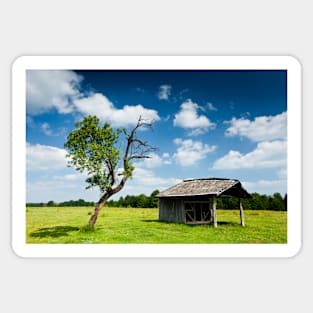 Wooden cabin and tree Sticker